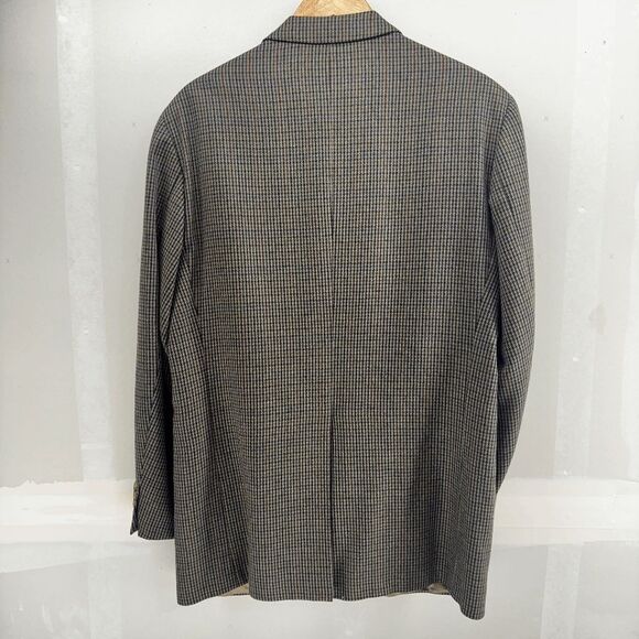 Vintage Chaps Ralph Lauren Silk / Wool Tan Houndstooth Size 42L/T Blazer Canada - Picture 3 of 10